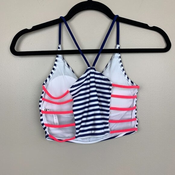 Fabletics Light Support Blue Striped Sports Bra - Picture 2 of 4